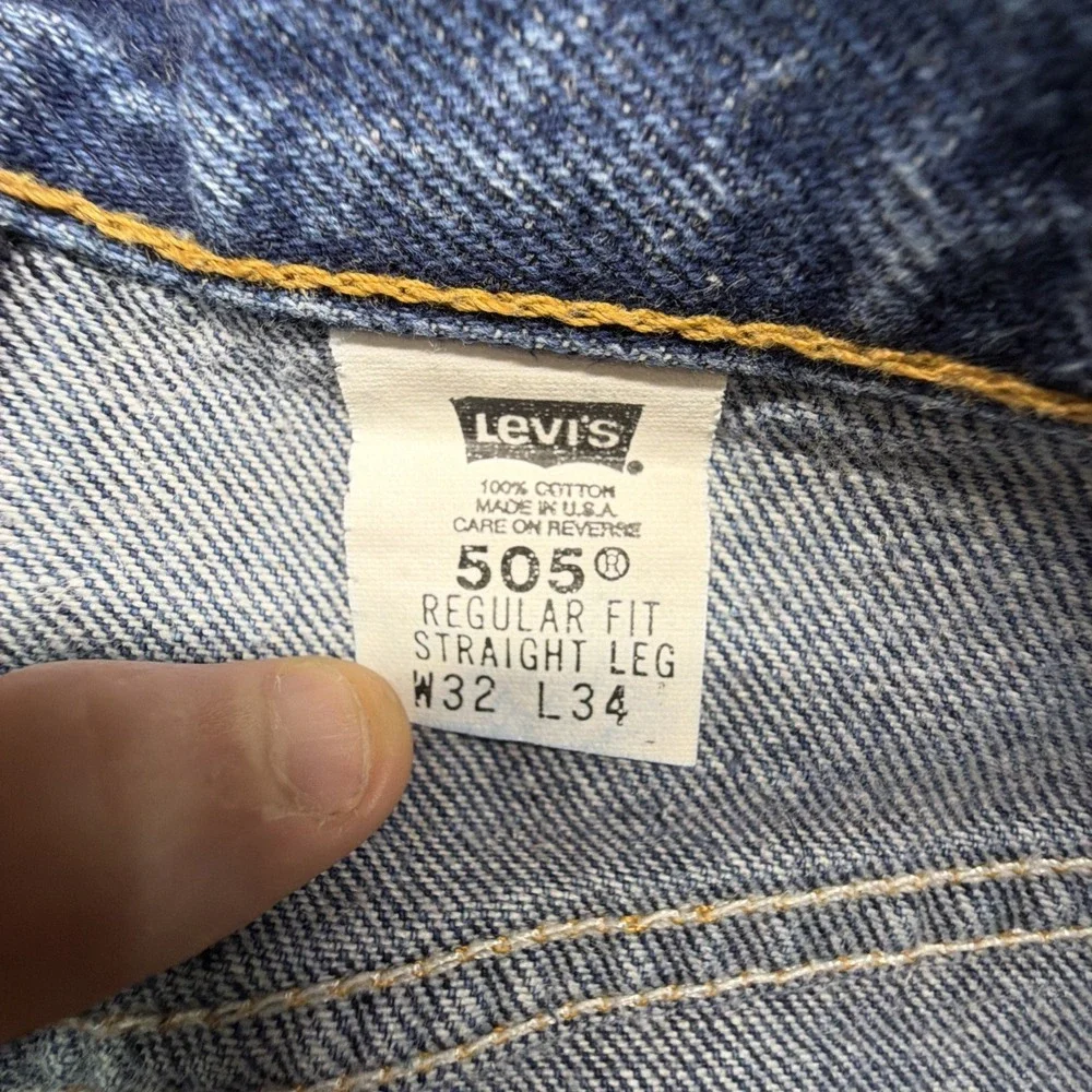 Vintage 90s Levi's 505 Tab Jeans Mens 32x34 (Fits 30x32) Blue Straight Made USA
